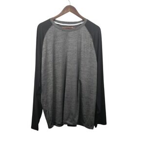 IZOD Mens Sleepwear Long Sleeve Raglan Shirt Top XLarge Gray Black Heather